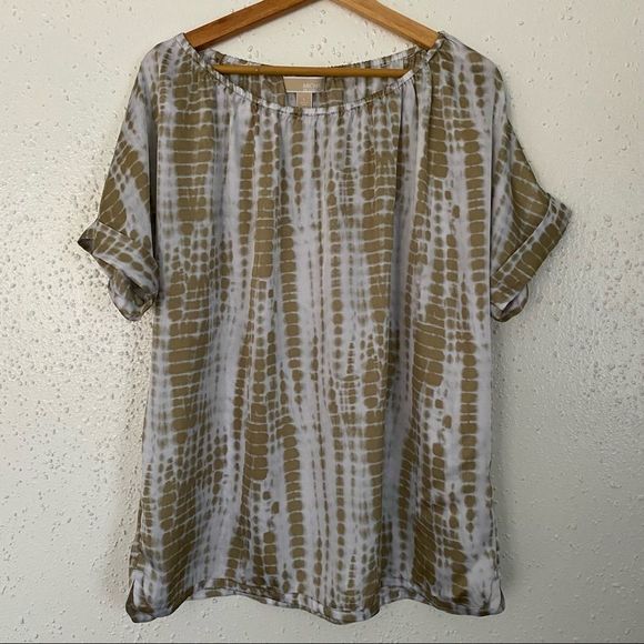 MICHAEL KORS | large | gold | white | flowy | short sleeve - Picture 1 of 7
